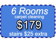 6 rooms of carpet cleaning for only $179 dollars with Certified 